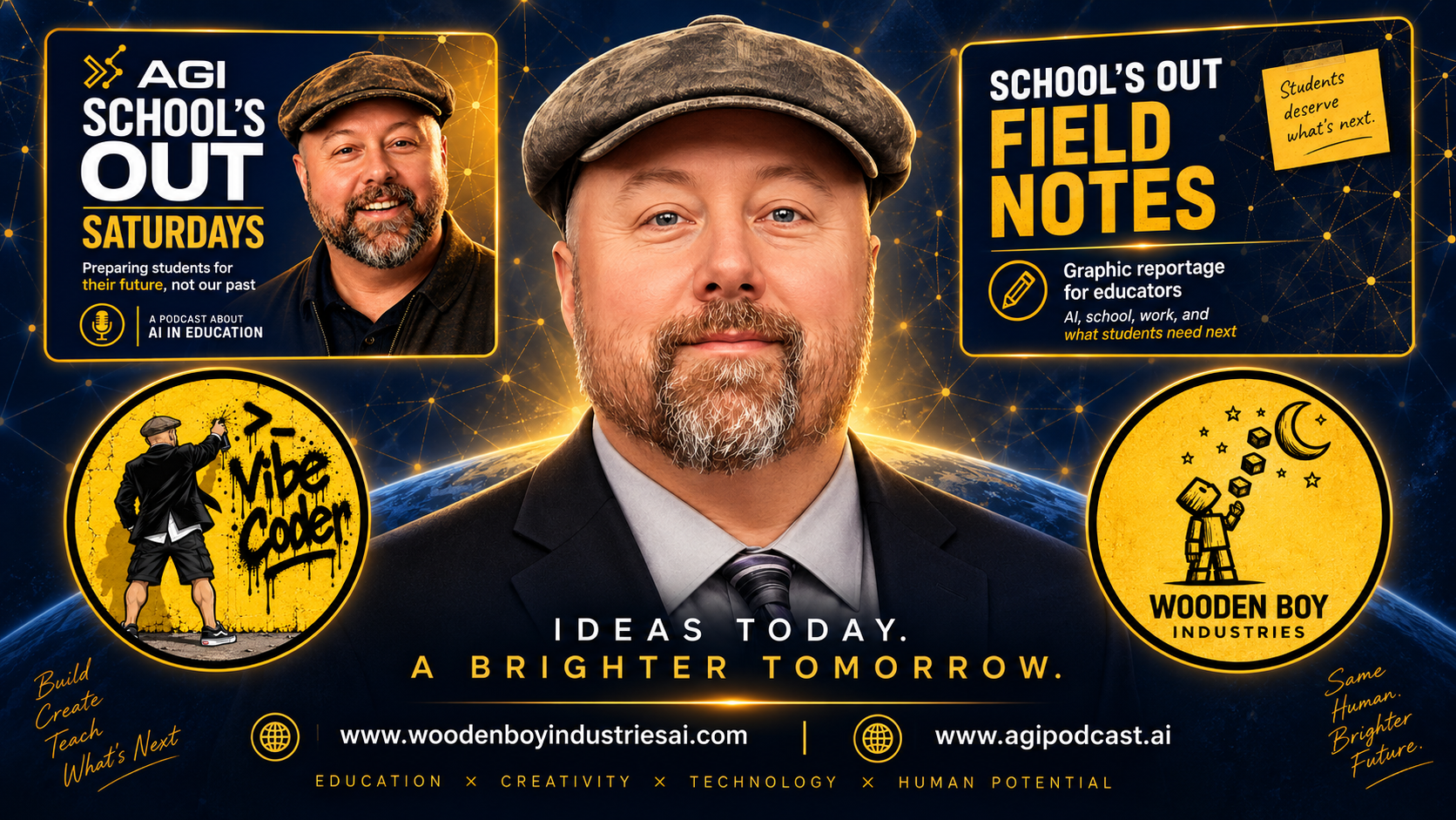 AGI School’s Out Saturdays and Field Notes with Jason Padgett and Wooden Boy Industries. Ideas today. A brighter tomorrow.