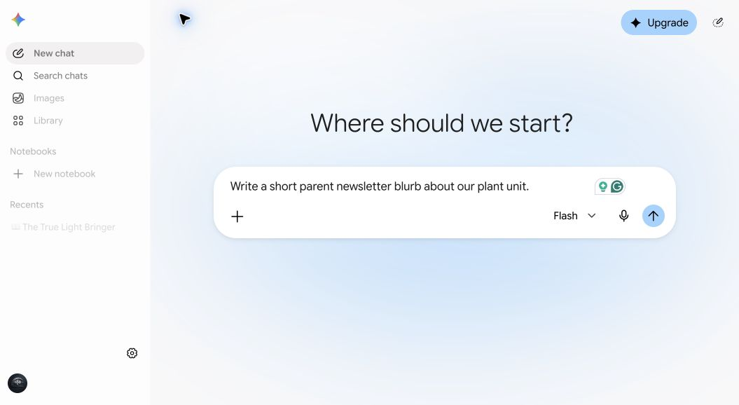 The cold prompt pasted into the Gemini prompt box, ready to send