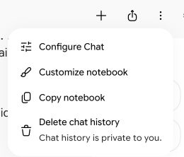 The three-dot menu at the top right of a notebook, with Configure Chat